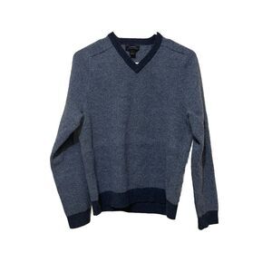 Express Mens Large Wool Cashmere Blend Long Sleeve Blue Sweater PullOver V-Neck